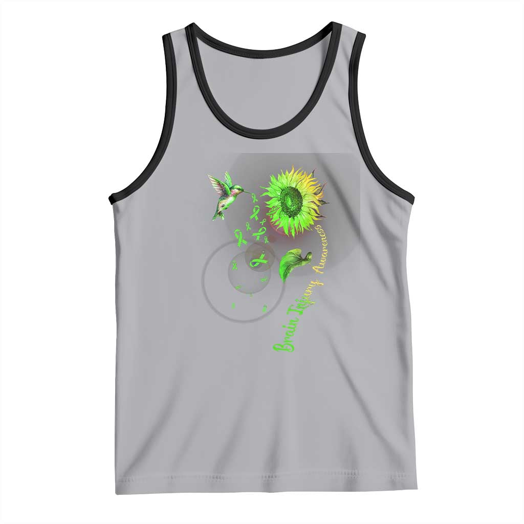 Traumatic Brain Injury Awareness Tank Top Sunflower Hummingbird TS02 Athletic Heather Black Print Your Wear