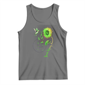 Traumatic Brain Injury Awareness Tank Top Sunflower Hummingbird TS02 Black Heather Print Your Wear