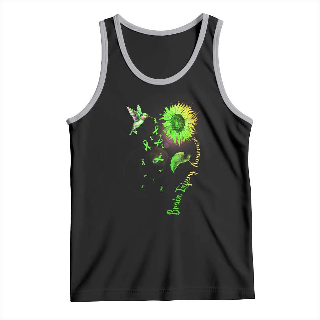 Traumatic Brain Injury Awareness Tank Top Sunflower Hummingbird TS02 Black Athletic Heather Print Your Wear
