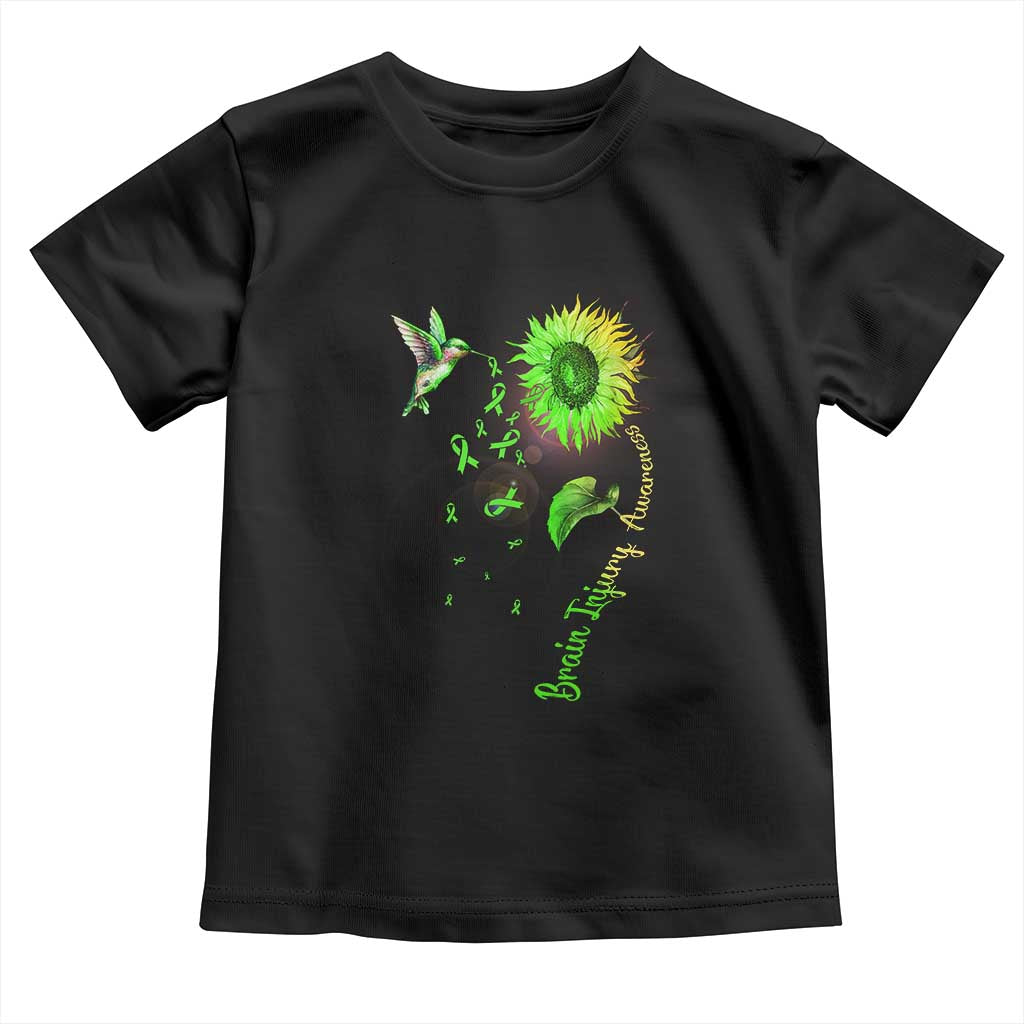 Traumatic Brain Injury Awareness Toddler T Shirt Sunflower Hummingbird TS02 Black Print Your Wear