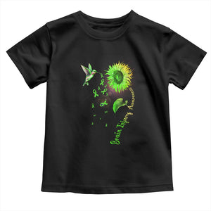 Traumatic Brain Injury Awareness Toddler T Shirt Sunflower Hummingbird TS02 Black Print Your Wear