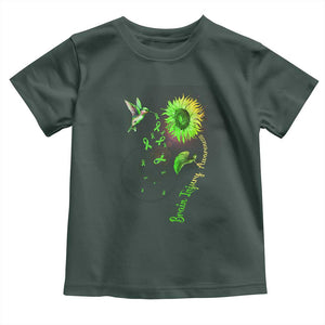 Traumatic Brain Injury Awareness Toddler T Shirt Sunflower Hummingbird TS02 Dark Forest Green Print Your Wear