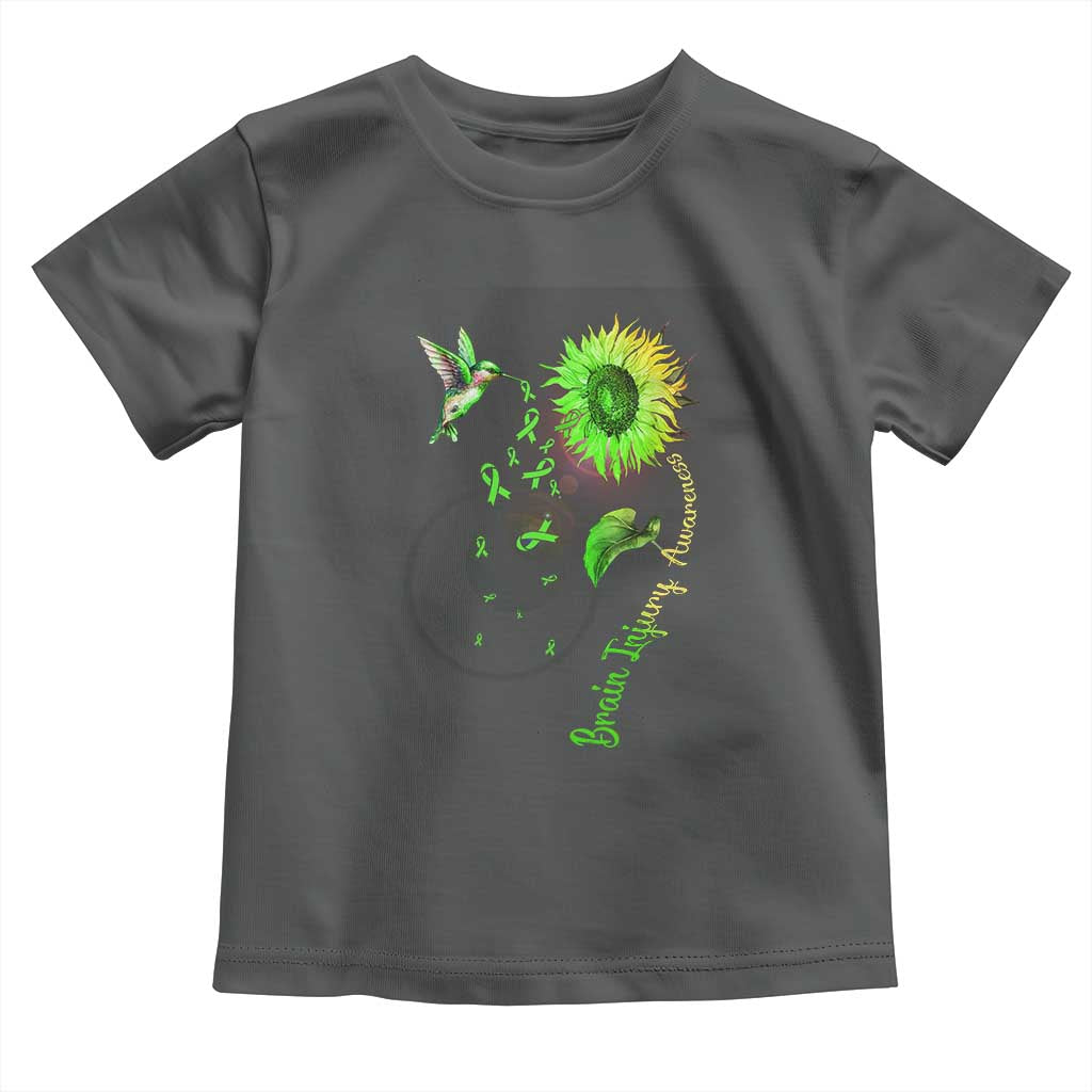 Traumatic Brain Injury Awareness Toddler T Shirt Sunflower Hummingbird TS02 Dark Heather Print Your Wear