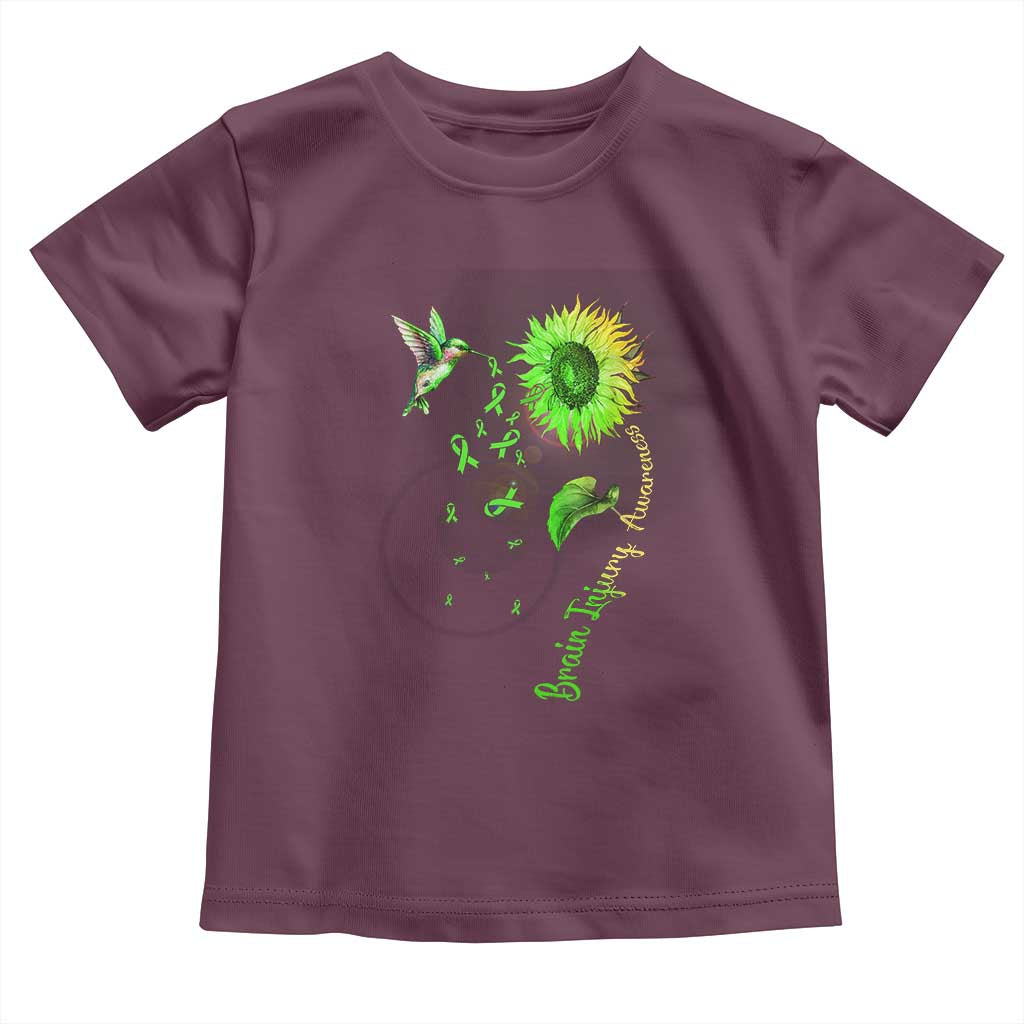 Traumatic Brain Injury Awareness Toddler T Shirt Sunflower Hummingbird TS02 Maroon Print Your Wear
