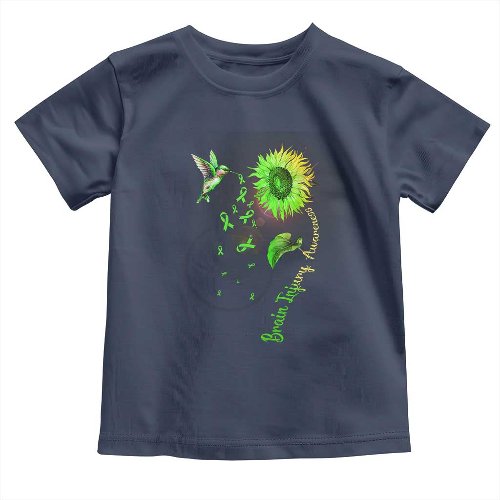 Traumatic Brain Injury Awareness Toddler T Shirt Sunflower Hummingbird TS02 Navy Print Your Wear