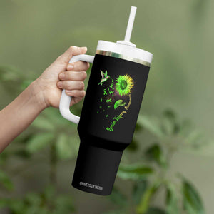 Traumatic Brain Injury Awareness Tumbler With Handle Sunflower Hummingbird TS02 Print Your Wear