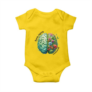 Traumatic Brain Injury Awareness Baby Onesie TBI Warrior Green Floral Brain TS02 Daisy Print Your Wear