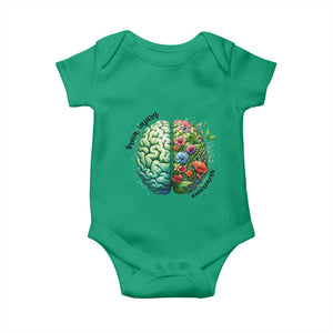 Traumatic Brain Injury Awareness Baby Onesie TBI Warrior Green Floral Brain TS02 Irish Green Print Your Wear