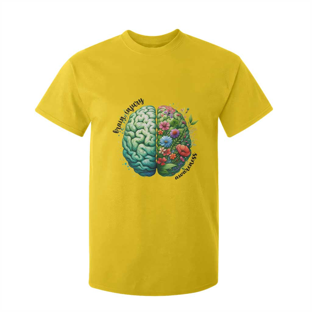 Traumatic Brain Injury Awareness T Shirt For Kid TBI Warrior Green Floral Brain TS02 Daisy Print Your Wear