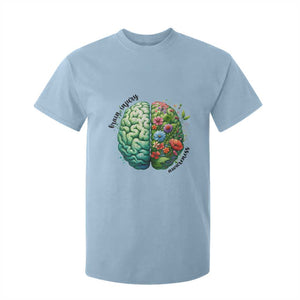 Traumatic Brain Injury Awareness T Shirt For Kid TBI Warrior Green Floral Brain TS02 Light Blue Print Your Wear