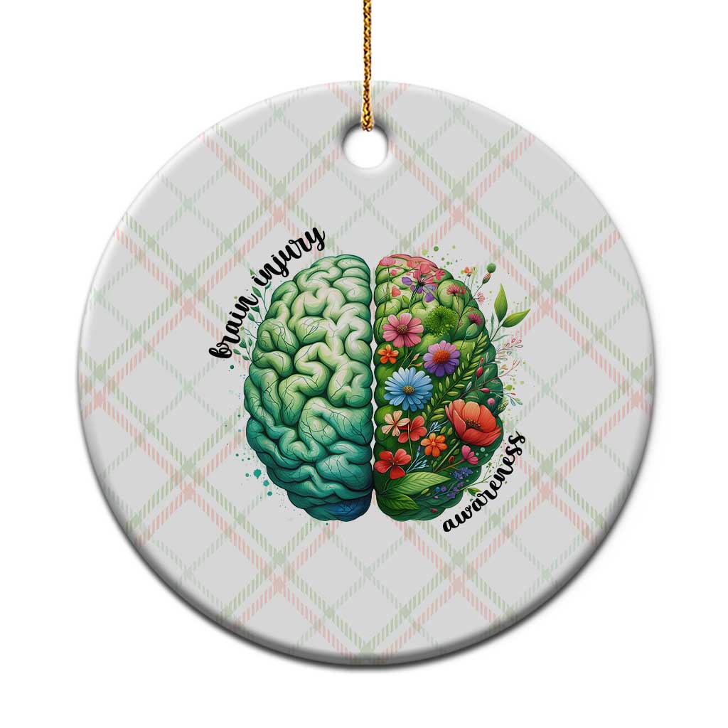Traumatic Brain Injury Awareness Ceramic Ornament TBI Warrior Green Floral Brain TS02 1pc Christmas Plaid Print Your Wear