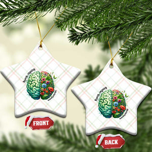 Traumatic Brain Injury Awareness Ceramic Ornament TBI Warrior Green Floral Brain TS02 Print Your Wear