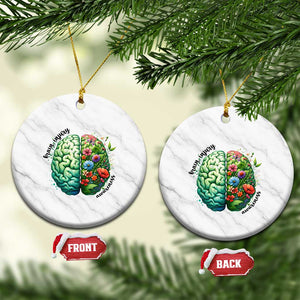 Traumatic Brain Injury Awareness Ceramic Ornament TBI Warrior Green Floral Brain TS02 1pc White Marble Print Your Wear