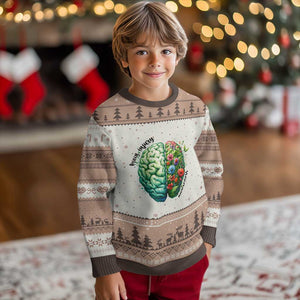 Traumatic Brain Injury Awareness Ugly Christmas Sweater TBI Warrior Green Floral Brain TS02 Mocha Mousse Print Your Wear