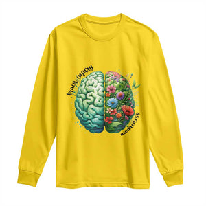 Traumatic Brain Injury Awareness Long Sleeve Shirt TBI Warrior Green Floral Brain TS02 Daisy Print Your Wear