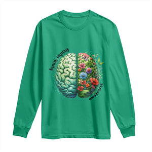 Traumatic Brain Injury Awareness Long Sleeve Shirt TBI Warrior Green Floral Brain TS02 Irish Green Print Your Wear