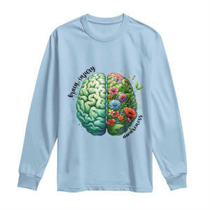 Traumatic Brain Injury Awareness Long Sleeve Shirt TBI Warrior Green Floral Brain TS02 Light Blue Print Your Wear