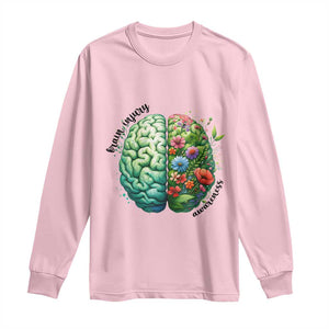 Traumatic Brain Injury Awareness Long Sleeve Shirt TBI Warrior Green Floral Brain TS02 Light Pink Print Your Wear