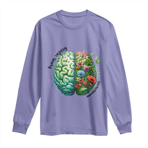 Traumatic Brain Injury Awareness Long Sleeve Shirt TBI Warrior Green Floral Brain TS02 Violet Print Your Wear
