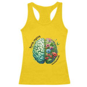 Traumatic Brain Injury Awareness Racerback Tank Top TBI Warrior Green Floral Brain TS02 Daisy Print Your Wear