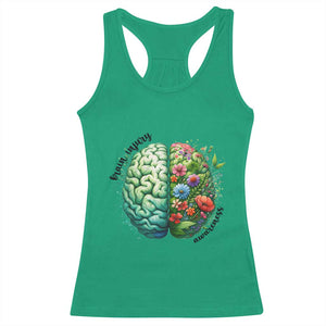 Traumatic Brain Injury Awareness Racerback Tank Top TBI Warrior Green Floral Brain TS02 Irish Green Print Your Wear