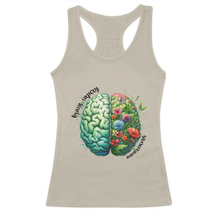 Traumatic Brain Injury Awareness Racerback Tank Top TBI Warrior Green Floral Brain TS02 Sand Print Your Wear