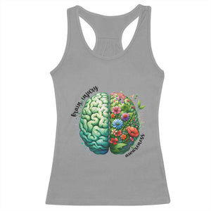 Traumatic Brain Injury Awareness Racerback Tank Top TBI Warrior Green Floral Brain TS02 Sport Gray Print Your Wear