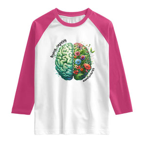 Traumatic Brain Injury Awareness Raglan Shirt TBI Warrior Green Floral Brain TS02 White Heliconia Print Your Wear