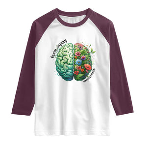 Traumatic Brain Injury Awareness Raglan Shirt TBI Warrior Green Floral Brain TS02 White Maroon Print Your Wear
