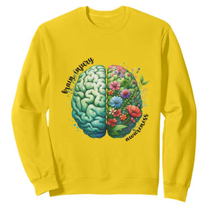 Traumatic Brain Injury Awareness Sweatshirt TBI Warrior Green Floral Brain TS02 Daisy Print Your Wear