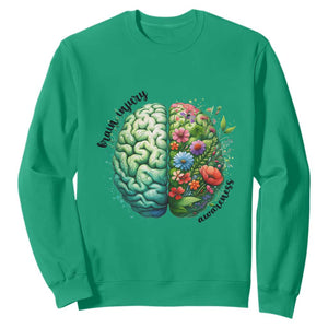 Traumatic Brain Injury Awareness Sweatshirt TBI Warrior Green Floral Brain TS02 Irish Green Print Your Wear