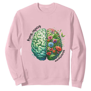 Traumatic Brain Injury Awareness Sweatshirt TBI Warrior Green Floral Brain TS02 Light Pink Print Your Wear