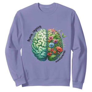 Traumatic Brain Injury Awareness Sweatshirt TBI Warrior Green Floral Brain TS02 Violet Print Your Wear