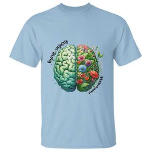 Traumatic Brain Injury Awareness T Shirt TBI Warrior Green Floral Brain TS02 Light Blue Print Your Wear