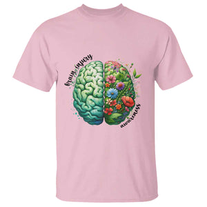 Traumatic Brain Injury Awareness T Shirt TBI Warrior Green Floral Brain TS02 Light Pink Print Your Wear