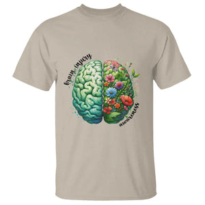 Traumatic Brain Injury Awareness T Shirt TBI Warrior Green Floral Brain TS02 Sand Print Your Wear