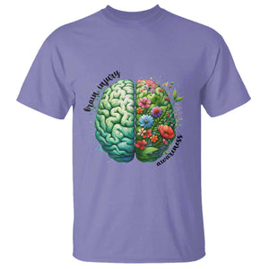 Traumatic Brain Injury Awareness T Shirt TBI Warrior Green Floral Brain TS02 Violet Print Your Wear