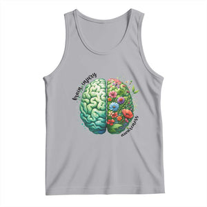 Traumatic Brain Injury Awareness Tank Top TBI Warrior Green Floral Brain TS02 Athletic Heather Print Your Wear