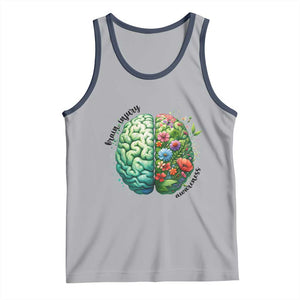 Traumatic Brain Injury Awareness Tank Top TBI Warrior Green Floral Brain TS02 Athletic Heather Navy Print Your Wear