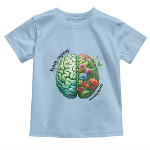 Traumatic Brain Injury Awareness Toddler T Shirt TBI Warrior Green Floral Brain TS02 Light Blue Print Your Wear