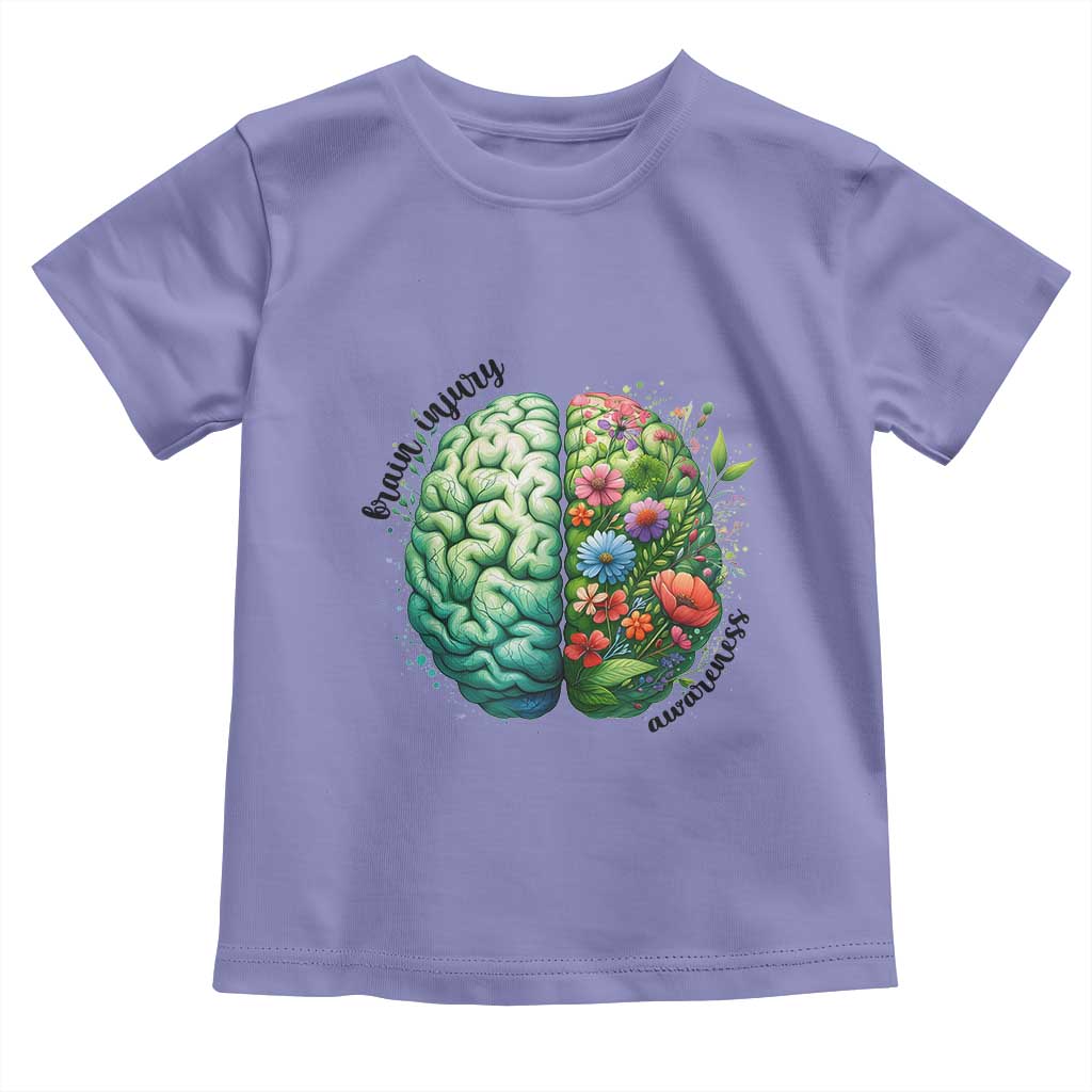 Traumatic Brain Injury Awareness Toddler T Shirt TBI Warrior Green Floral Brain TS02 Violet Print Your Wear