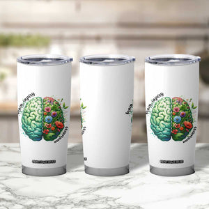 Traumatic Brain Injury Awareness Tumbler Cup TBI Warrior Green Floral Brain TS02 Print Your Wear