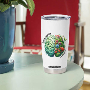Traumatic Brain Injury Awareness Tumbler Cup TBI Warrior Green Floral Brain TS02 Print Your Wear