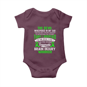 Traumatic Brain Injury Awareness Baby Onesie TBI Warrior I Am The Storm TS02 Maroon Print Your Wear