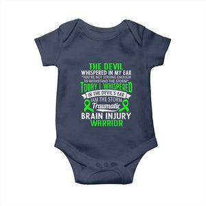 Traumatic Brain Injury Awareness Baby Onesie TBI Warrior I Am The Storm TS02 Navy Print Your Wear