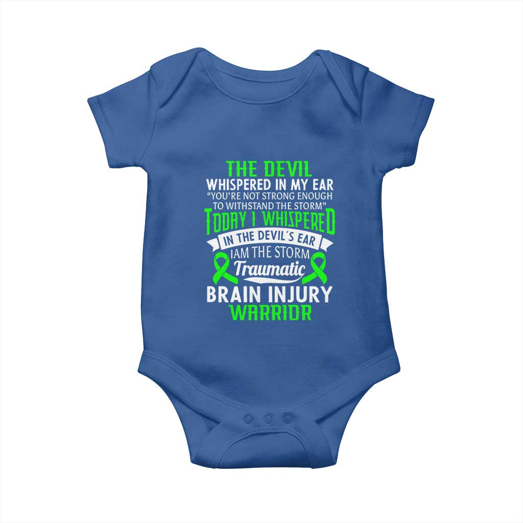 Traumatic Brain Injury Awareness Baby Onesie TBI Warrior I Am The Storm TS02 Royal Blue Print Your Wear