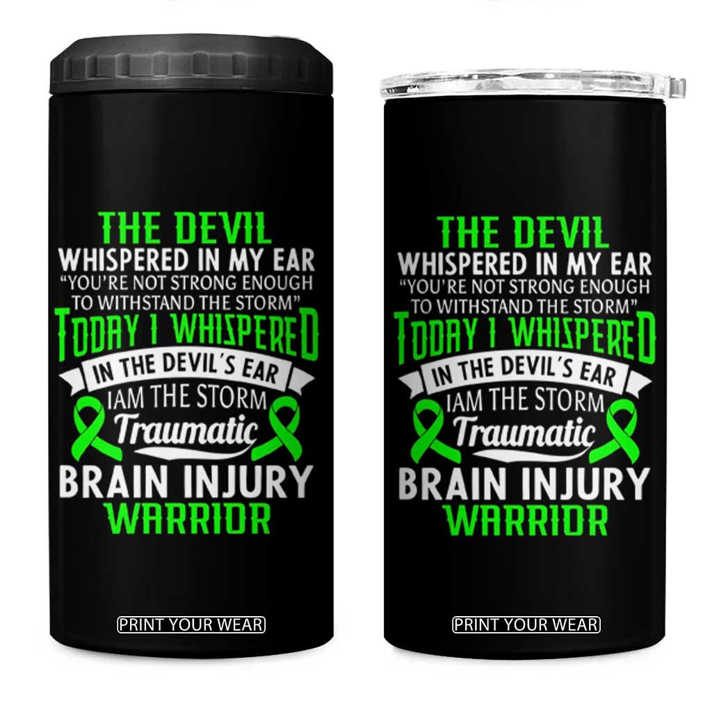 Traumatic Brain Injury Awareness 4 in 1 Can Cooler Tumbler TBI Warrior I Am The Storm TS02 One Size: 16 oz Black Print Your Wear