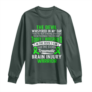 Traumatic Brain Injury Awareness Long Sleeve Shirt TBI Warrior I Am The Storm TS02 Dark Forest Green Print Your Wear