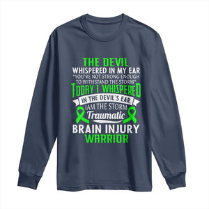 Traumatic Brain Injury Awareness Long Sleeve Shirt TBI Warrior I Am The Storm TS02 Navy Print Your Wear