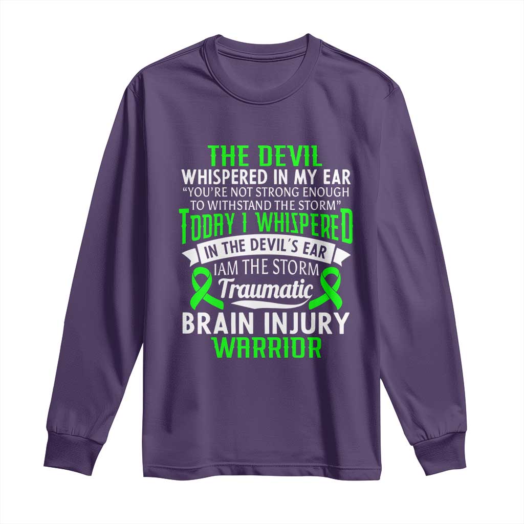 Traumatic Brain Injury Awareness Long Sleeve Shirt TBI Warrior I Am The Storm TS02 Purple Print Your Wear